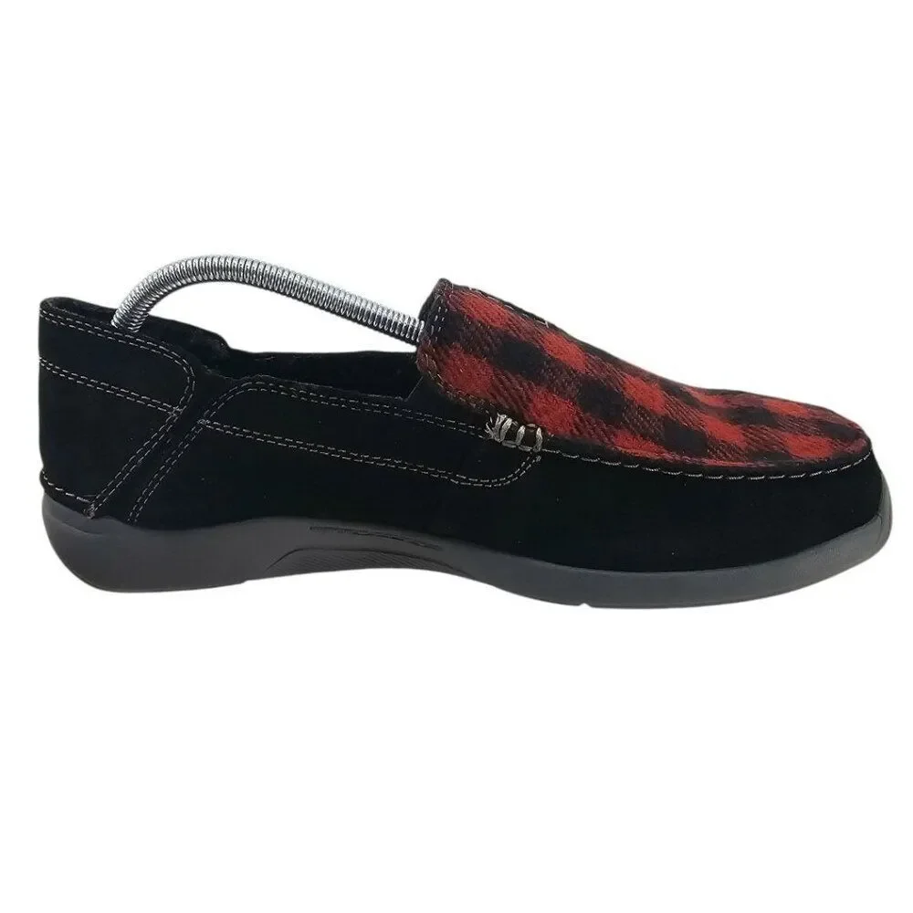 Clarks Mens 9.5 Gorwin Step Sneakers in Black Suede Buffalo Plaid NWOT